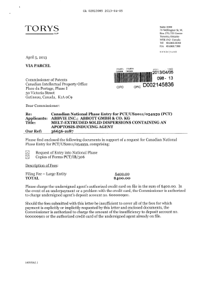 Canadian Patent Document 2813985. Assignment 20130405. Image 1 of 4