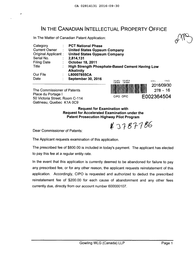 Canadian Patent Document 2814131. Prosecution-Amendment 20151230. Image 1 of 2