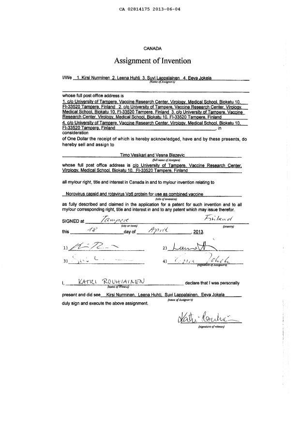 Document de brevet canadien 2814175. Cession 20130604. Image 3 de 3