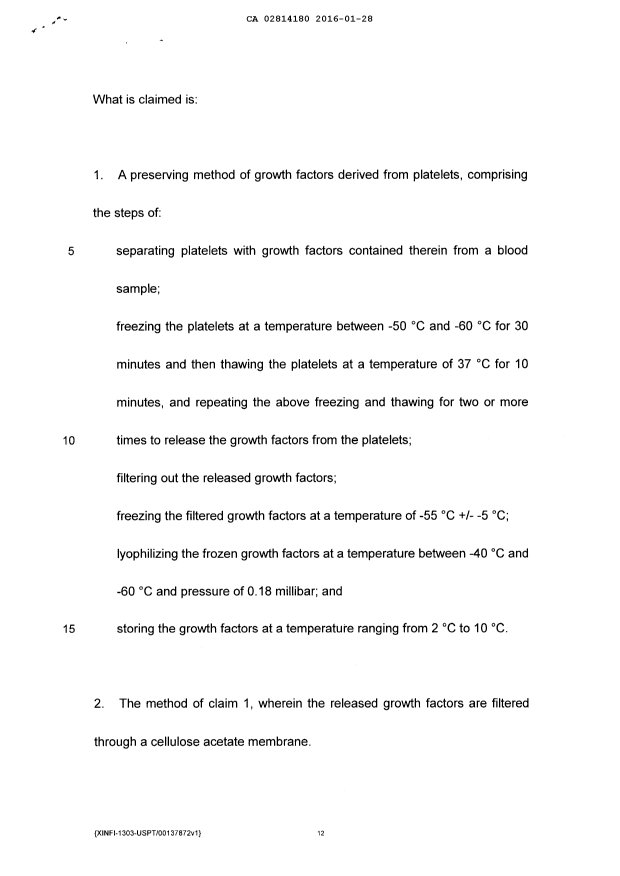 Document de brevet canadien 2814180. Revendications 20151228. Image 1 de 2