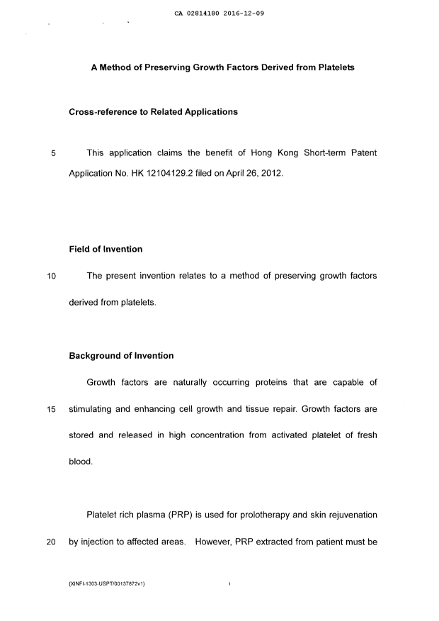 Canadian Patent Document 2814180. Description 20161209. Image 1 of 11