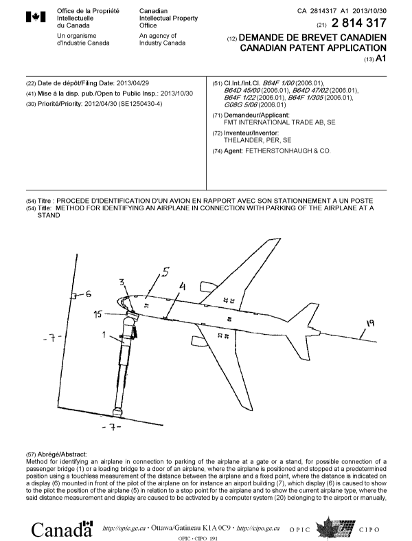 Document de brevet canadien 2814317. Page couverture 20121205. Image 1 de 2