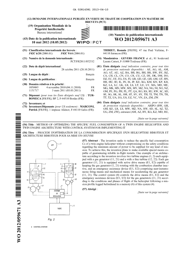 Document de brevet canadien 2814381. Abrégé 20121210. Image 1 de 2
