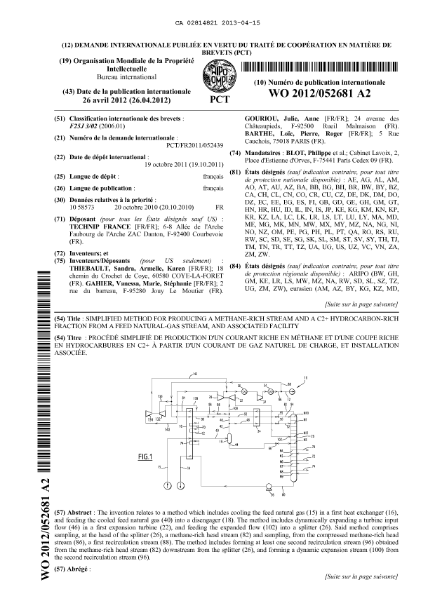 Document de brevet canadien 2814821. Abrégé 20121215. Image 1 de 2