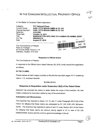 Document de brevet canadien 2814885. Modification 20180827. Image 1 de 5