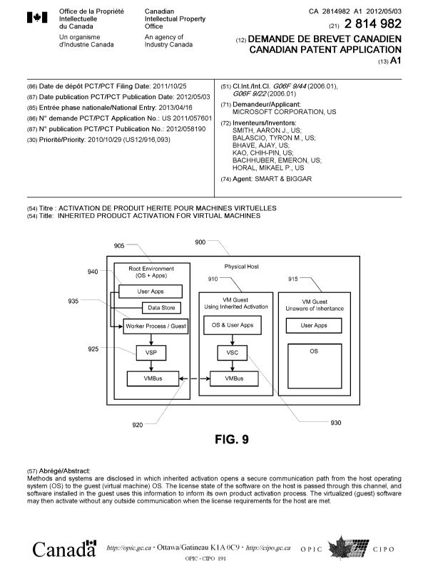 Document de brevet canadien 2814982. Page couverture 20130626. Image 1 de 1