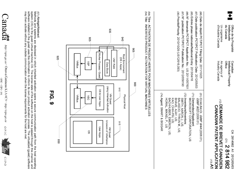 Canadian Patent Document 2814982. Cover Page 20130626. Image 1 of 1