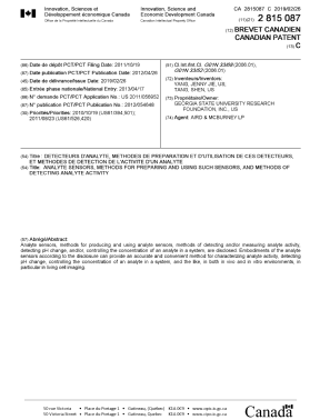 Document de brevet canadien 2815087. Page couverture 20190128. Image 1 de 1