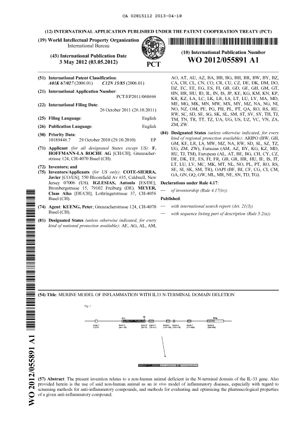 Document de brevet canadien 2815112. Abrégé 20121218. Image 1 de 1