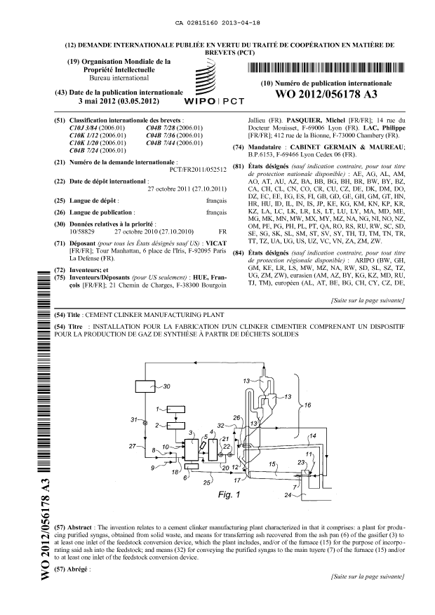 Document de brevet canadien 2815160. Abrégé 20121218. Image 1 de 2