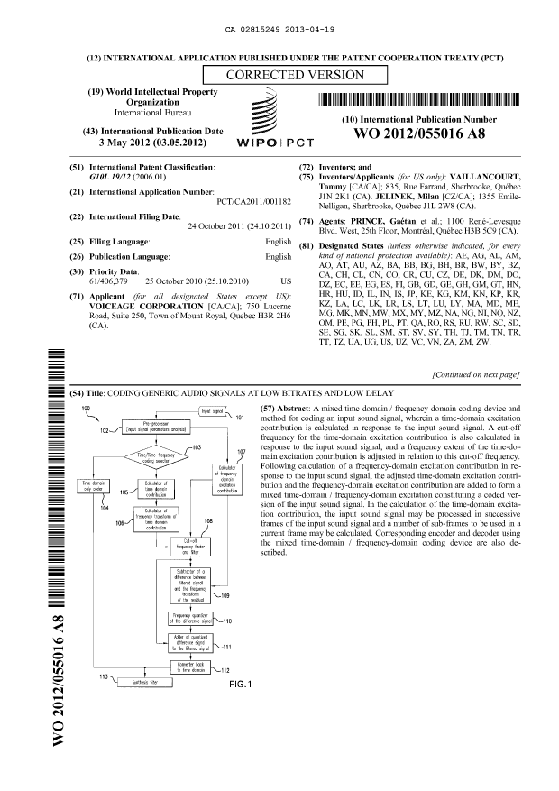 Document de brevet canadien 2815249. Abrégé 20130419. Image 1 de 2