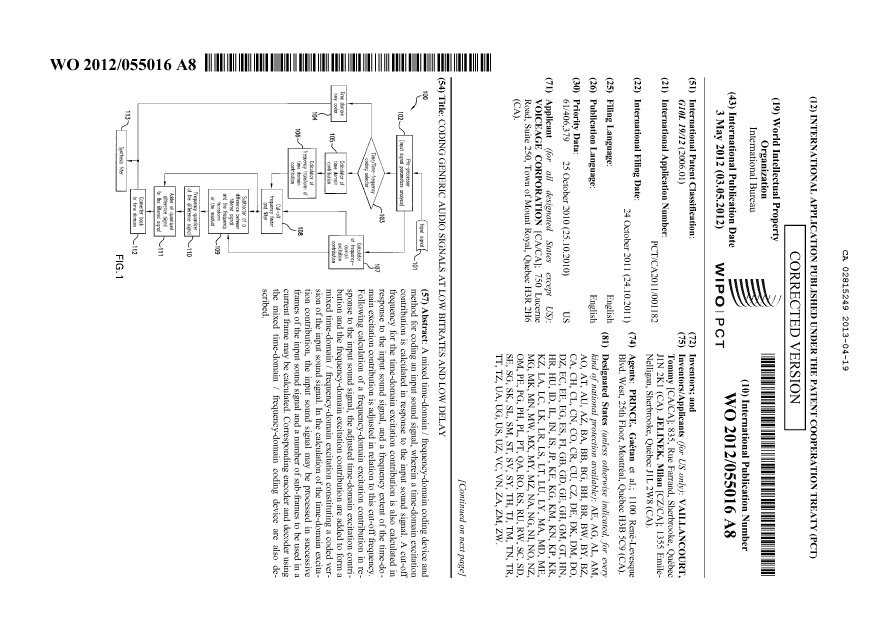Document de brevet canadien 2815249. Abrégé 20130419. Image 1 de 2