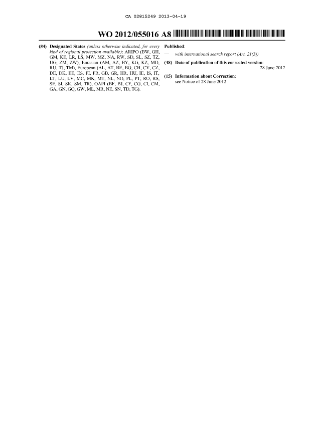Document de brevet canadien 2815249. Abrégé 20130419. Image 2 de 2