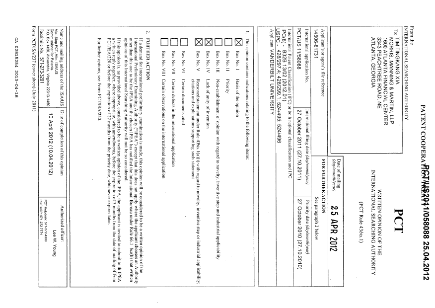 Document de brevet canadien 2815254. PCT 20121218. Image 2 de 9