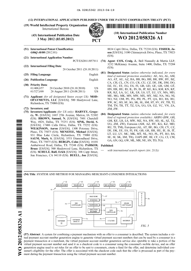 Document de brevet canadien 2815362. Abrégé 20121219. Image 1 de 1