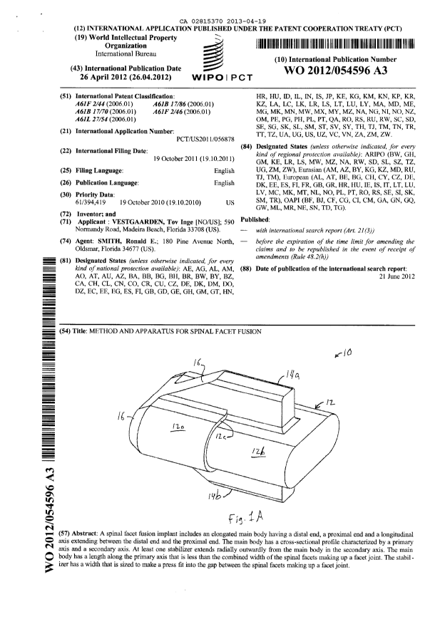 Document de brevet canadien 2815370. PCT 20121219. Image 1 de 26