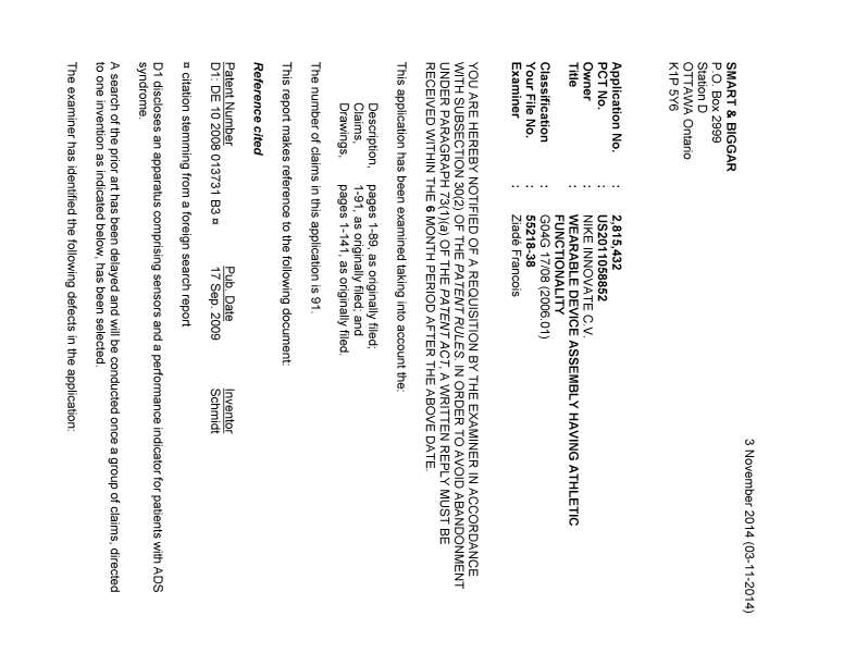 Document de brevet canadien 2815432. Poursuite-Amendment 20141103. Image 1 de 3