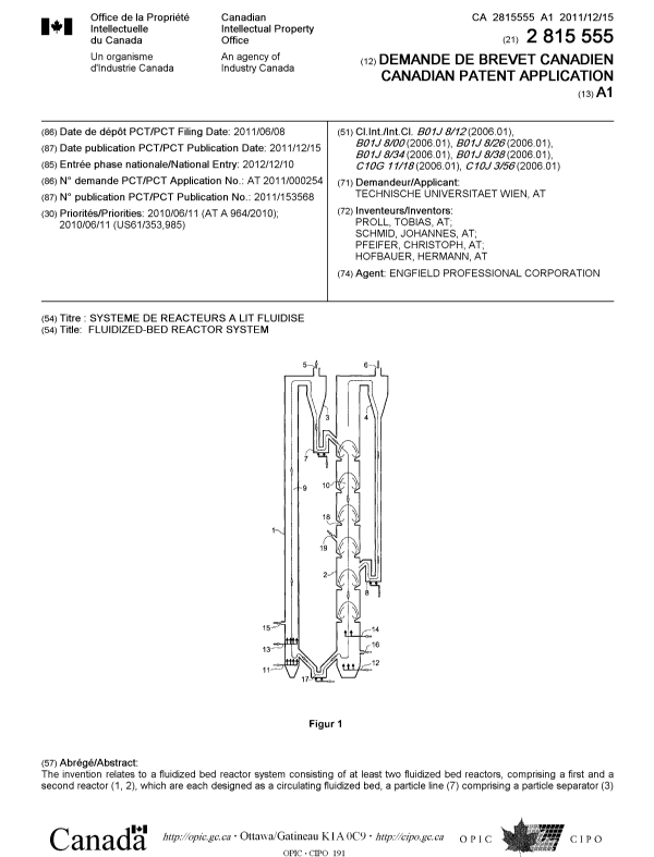 Document de brevet canadien 2815555. Page couverture 20121211. Image 1 de 2