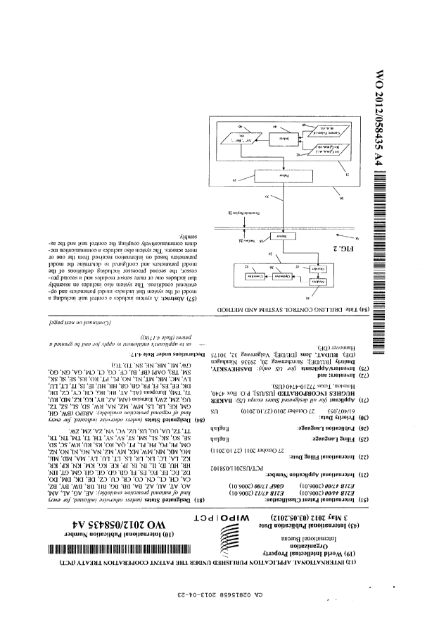 Document de brevet canadien 2815658. PCT 20121223. Image 1 de 15