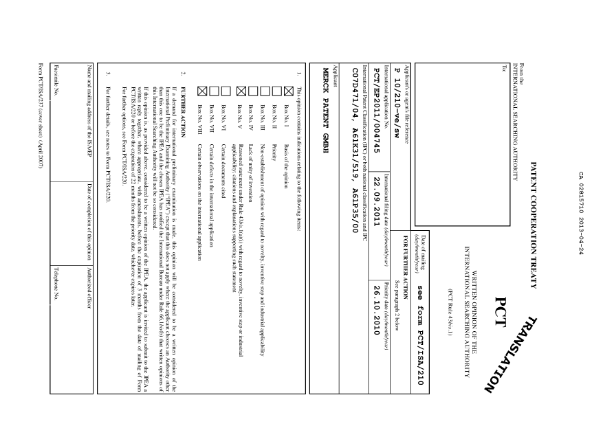 Document de brevet canadien 2815710. PCT 20121224. Image 2 de 10