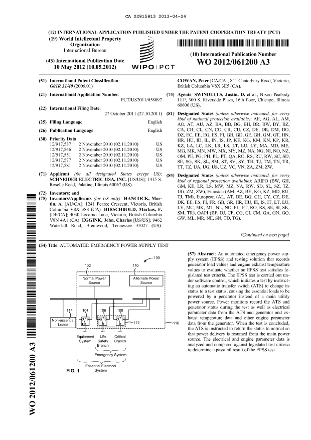 Document de brevet canadien 2815813. Abrégé 20121224. Image 1 de 2