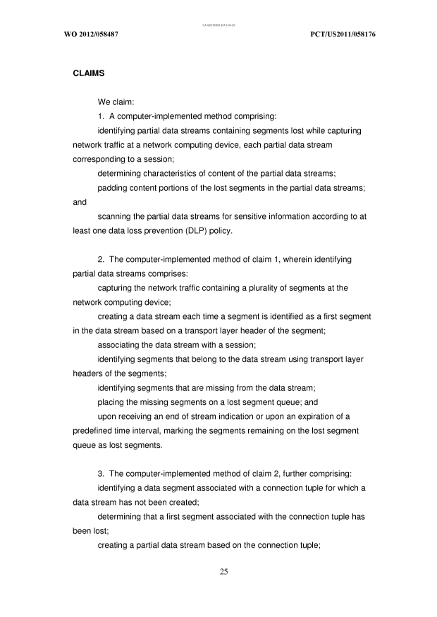Document de brevet canadien 2816069. Revendications 20121225. Image 1 de 6