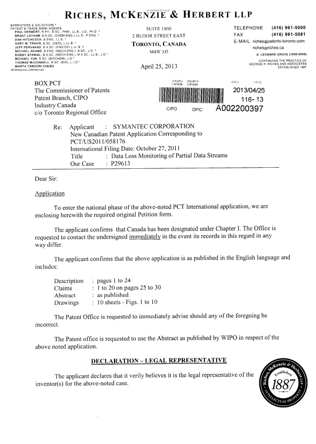 Document de brevet canadien 2816069. Cession 20130425. Image 1 de 9
