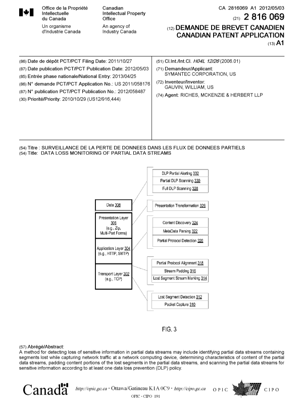 Document de brevet canadien 2816069. Page couverture 20130703. Image 1 de 1