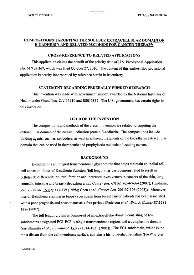 Document de brevet canadien 2816358. Description 20121226. Image 1 de 40