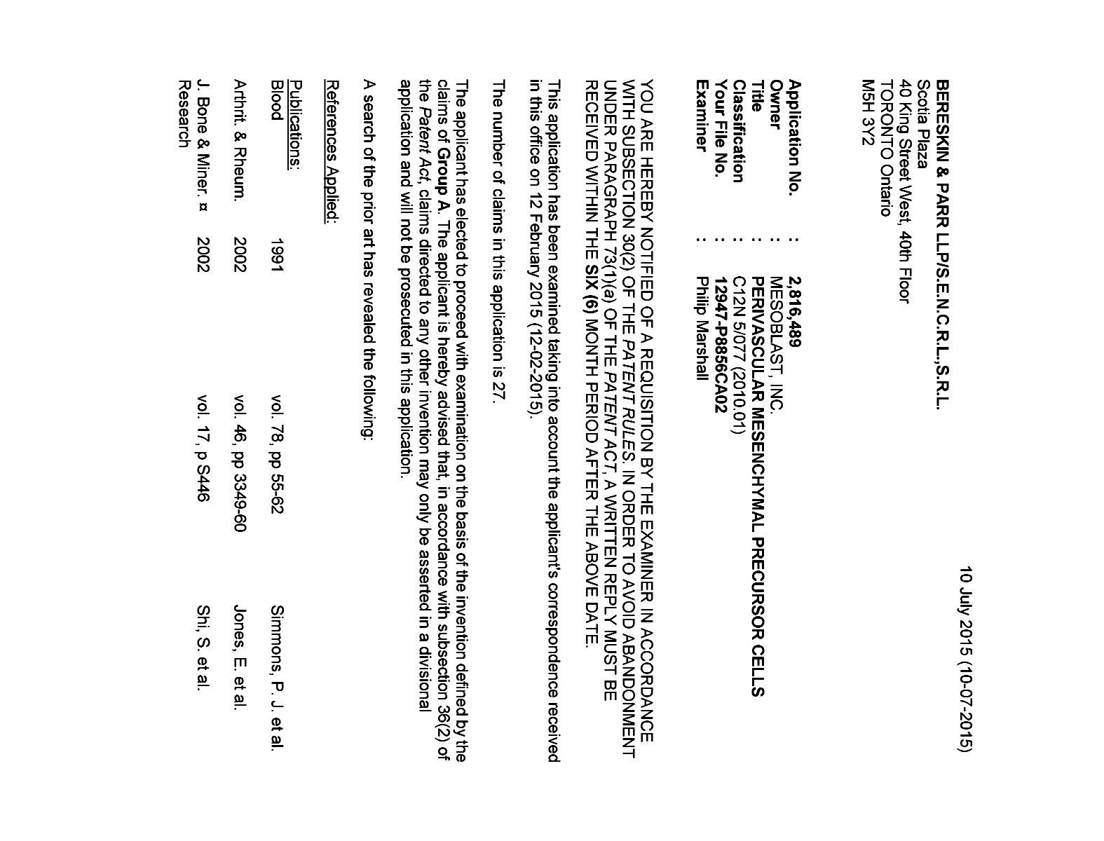 Document de brevet canadien 2816489. Poursuite-Amendment 20141210. Image 1 de 5