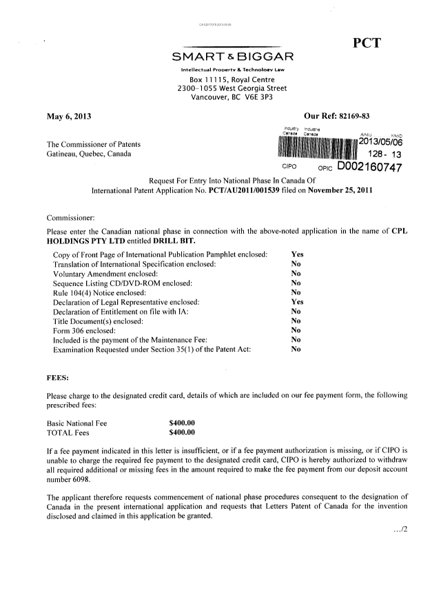 Document de brevet canadien 2817079. Cession 20130506. Image 1 de 3