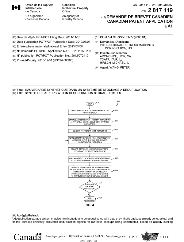Document de brevet canadien 2817119. Page couverture 20130716. Image 1 de 2