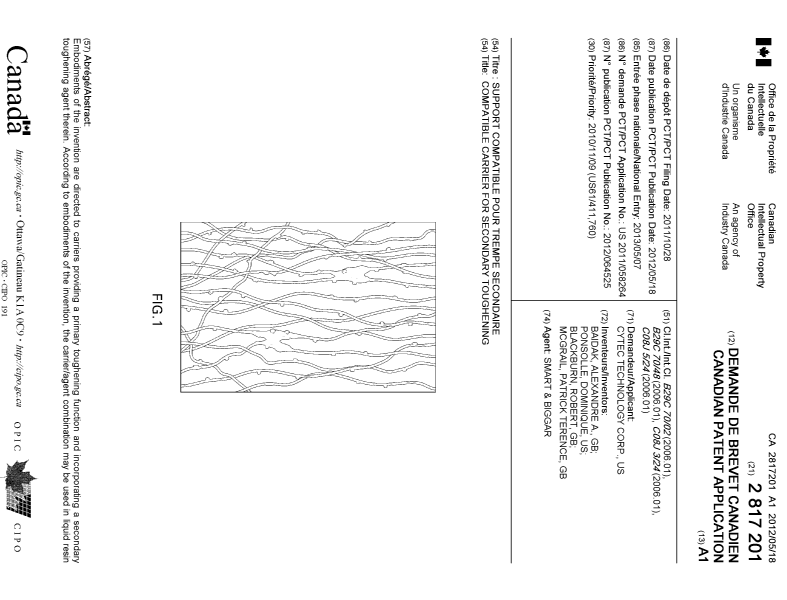 Document de brevet canadien 2817201. Page couverture 20121212. Image 1 de 2