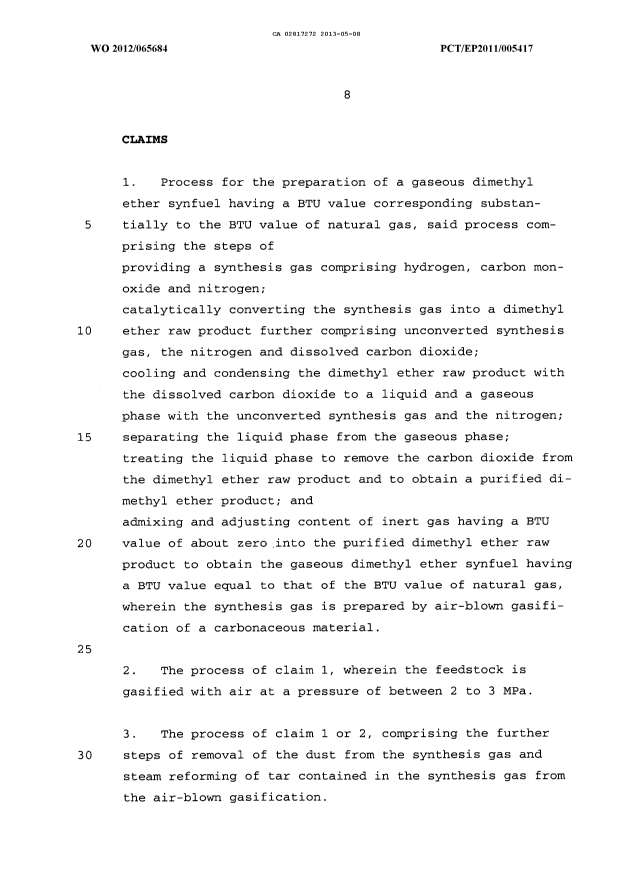 Document de brevet canadien 2817272. Revendications 20130508. Image 1 de 2
