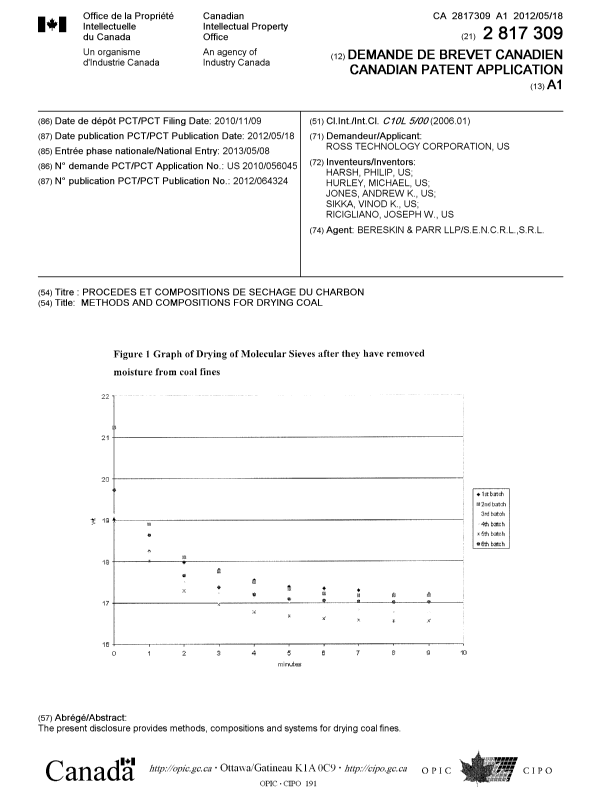 Document de brevet canadien 2817309. Page couverture 20121215. Image 1 de 1