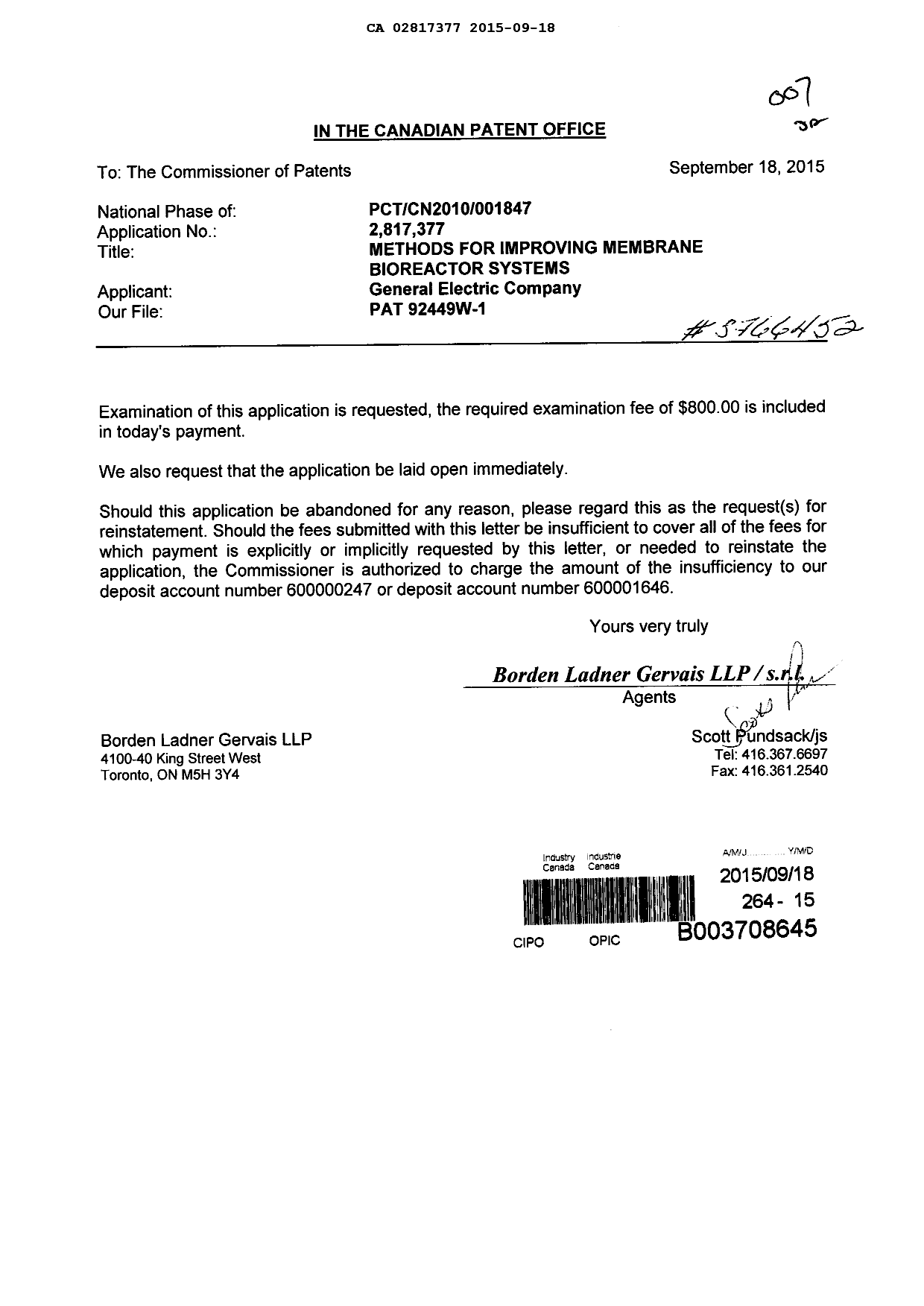 Document de brevet canadien 2817377. Poursuite-Amendment 20141218. Image 1 de 1