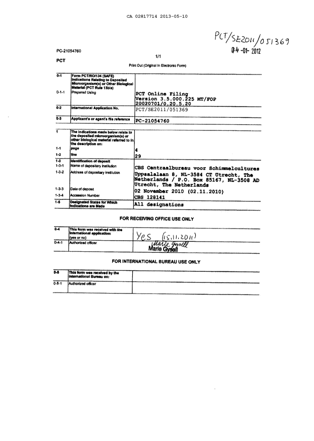Document de brevet canadien 2817714. PCT 20121210. Image 1 de 12