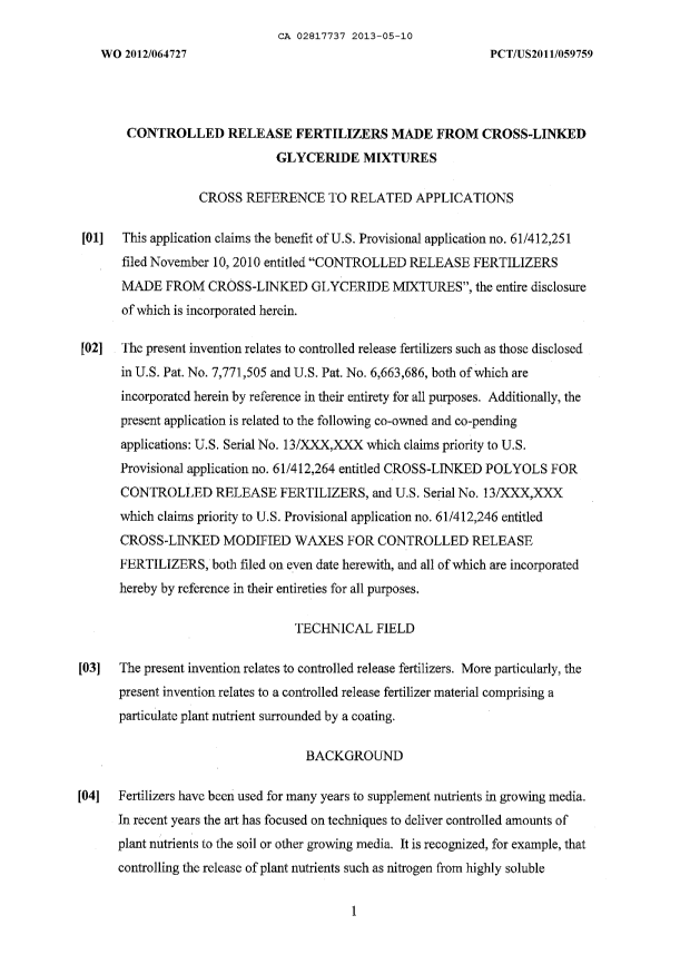 Document de brevet canadien 2817737. Description 20121210. Image 1 de 28