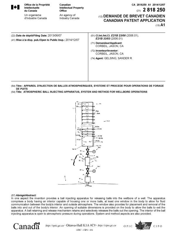 Document de brevet canadien 2818250. Page couverture 20141215. Image 1 de 1