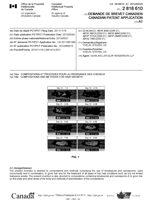 Document de brevet canadien 2818610. Page couverture 20121214. Image 1 de 1