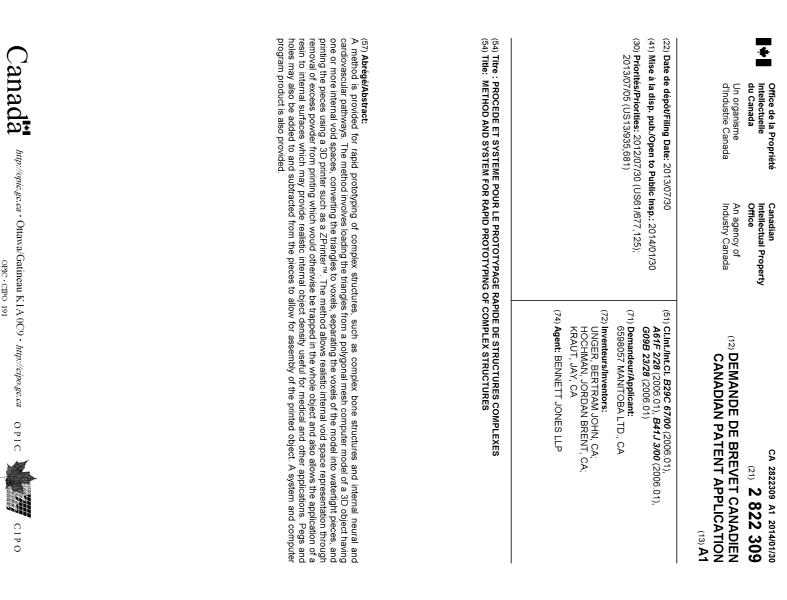 Document de brevet canadien 2822309. Page couverture 20131204. Image 1 de 1
