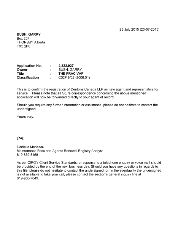 Canadian Patent Document 2822927. Correspondence 20141223. Image 1 of 1
