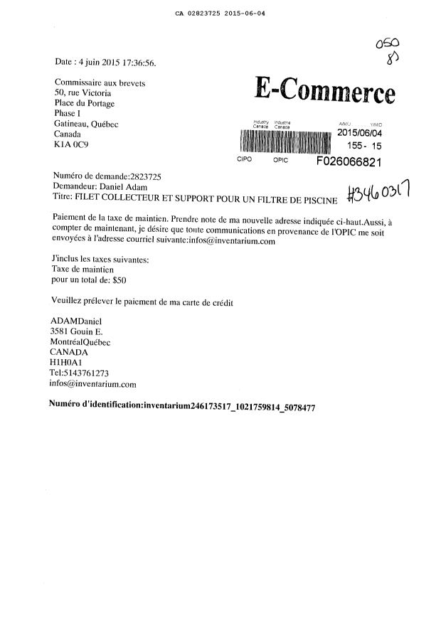 Document de brevet canadien 2823725. Taxes 20141204. Image 1 de 1