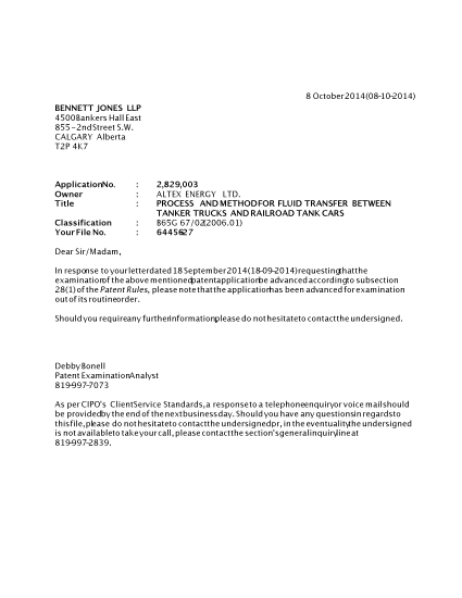 Document de brevet canadien 2829003. Poursuite-Amendment 20141008. Image 1 de 1