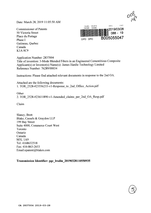 Canadian Patent Document 2837004. Amendment 20190328. Image 1 of 5