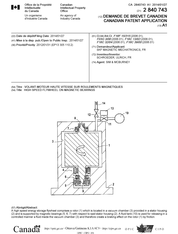 Document de brevet canadien 2840743. Page couverture 20140310. Image 1 de 1