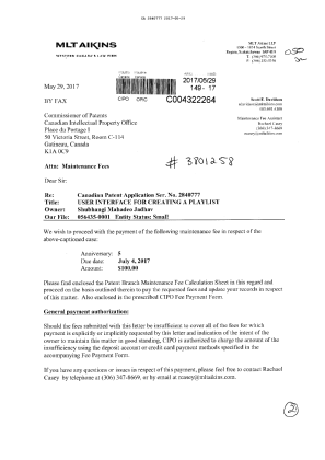 Canadian Patent Document 2840777. Maintenance Fee Payment 20170529. Image 1 of 2