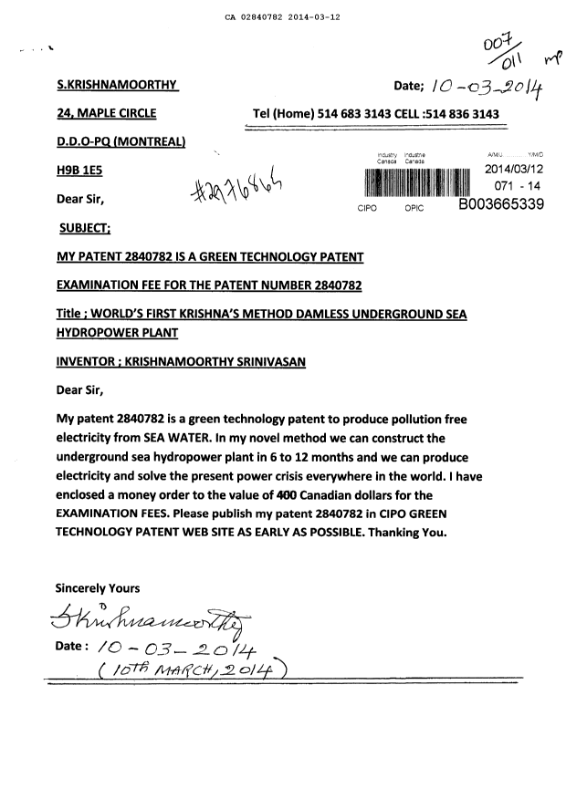 Canadian Patent Document 2840782. Prosecution-Amendment 20131212. Image 1 of 1