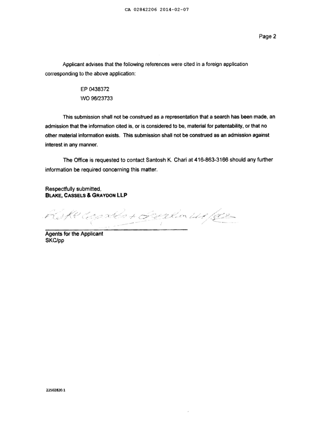 Canadian Patent Document 2842206. Prosecution-Amendment 20140207. Image 2 of 2