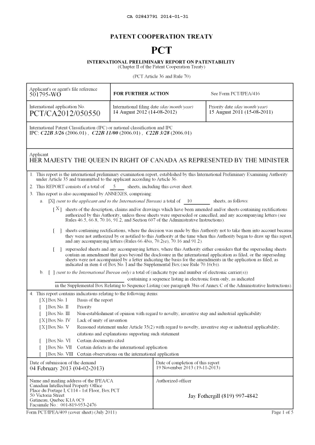 Document de brevet canadien 2843791. PCT 20140131. Image 1 de 22